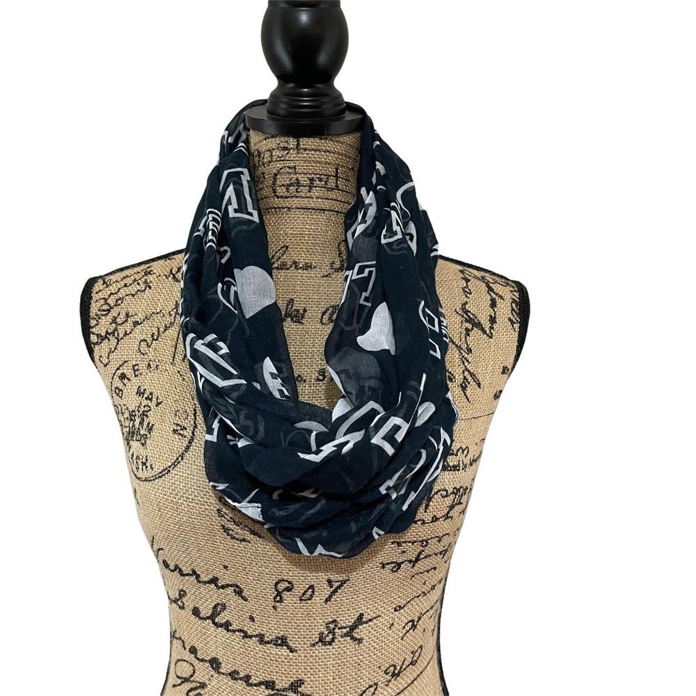 Football Light Weight Scarf Houston Texans Blue with White Hearts words LOVE OS - Picture 3 of 5